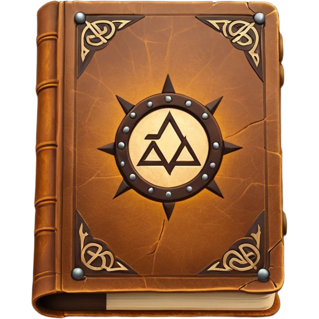 Spell Book – Old leather book glowing with runes emoji