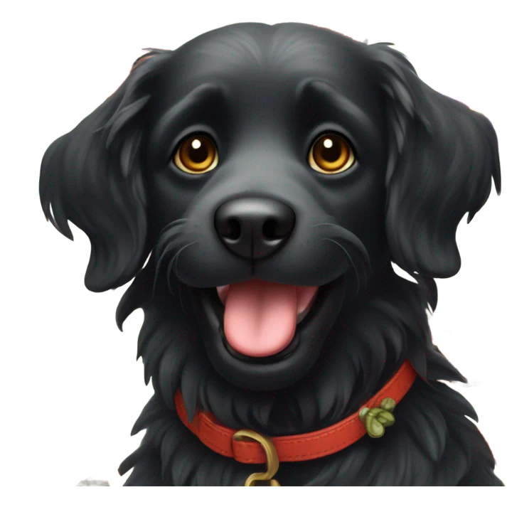 Black Dog farting poppy flower emoji
