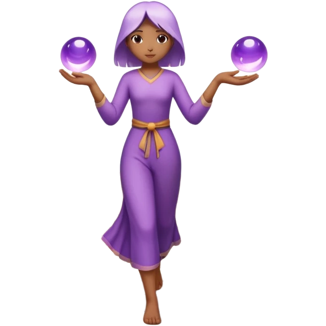 A small figure walks back broken bridge, holding soft 2 violet orbs in hand—symbolizing compassion and forgiveness. A gentle heart aura trails behind them, showing healing in motion. emoji