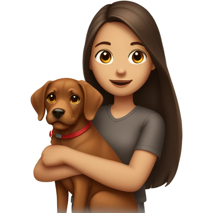Brunette girl holding red lab emoji