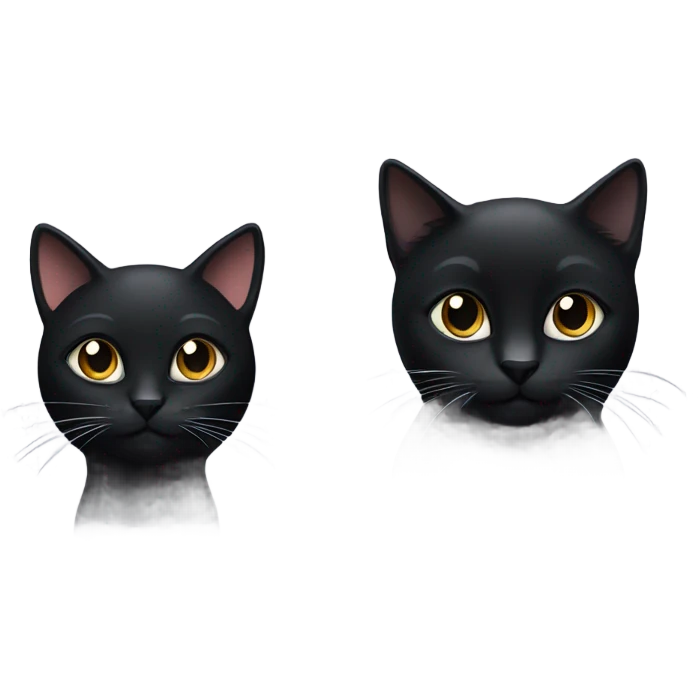 Black cat and small black and white cat  emoji