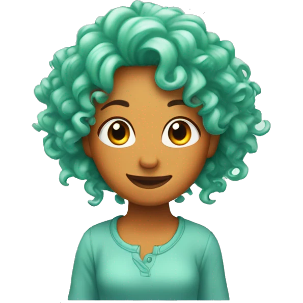 Ice Spice, with a water green top, and her usual orange curly hair  emoji