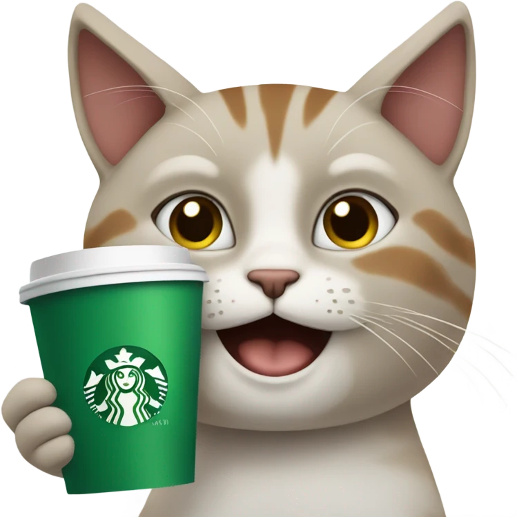 Cat with a Starbucks coffee  emoji