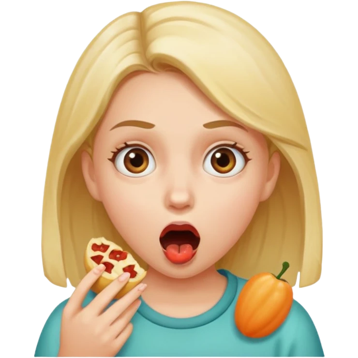 Girl eating a face emoji