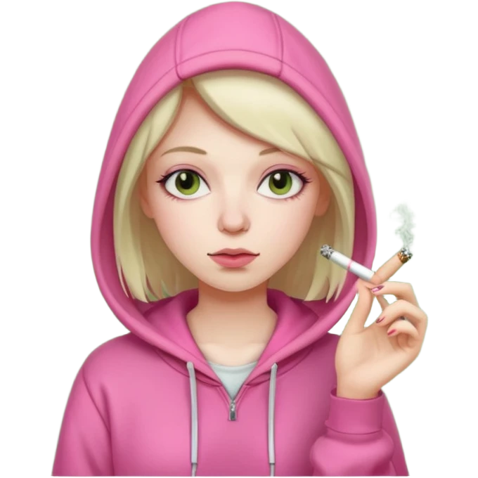 girl smoking weed with pink hoodie emoji