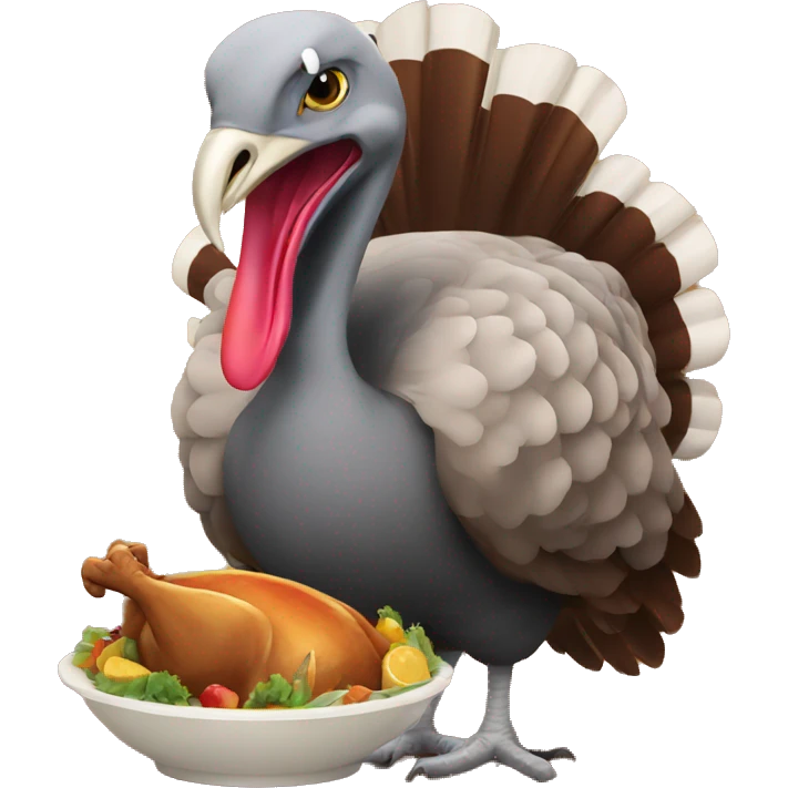 A turkey eating a turkey emoji