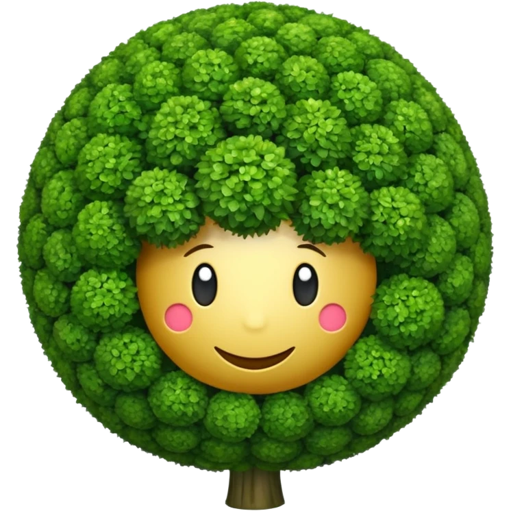 ball shaped topiary tree emoji, round green bush on trunk, spherical garden tree, emoji style, white background emoji