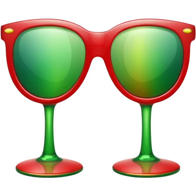 glitter red and green glasses vertically emoji