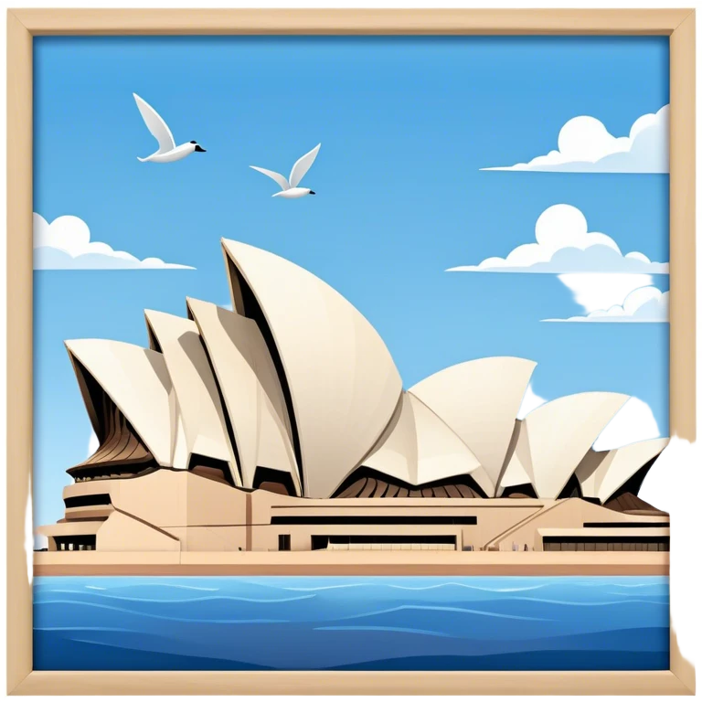 Cinematic Realistic Sydney Opera House Landmark Emoji, depicted with its iconic sail‚Äêlike design set against a clear blue sky, rendered with crisp architectural detail and dynamic lighting. emoji