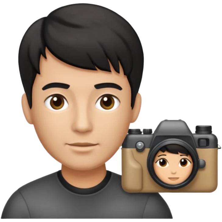 fotografo com cabelo degradado toupet cor do cabelo preto emoji