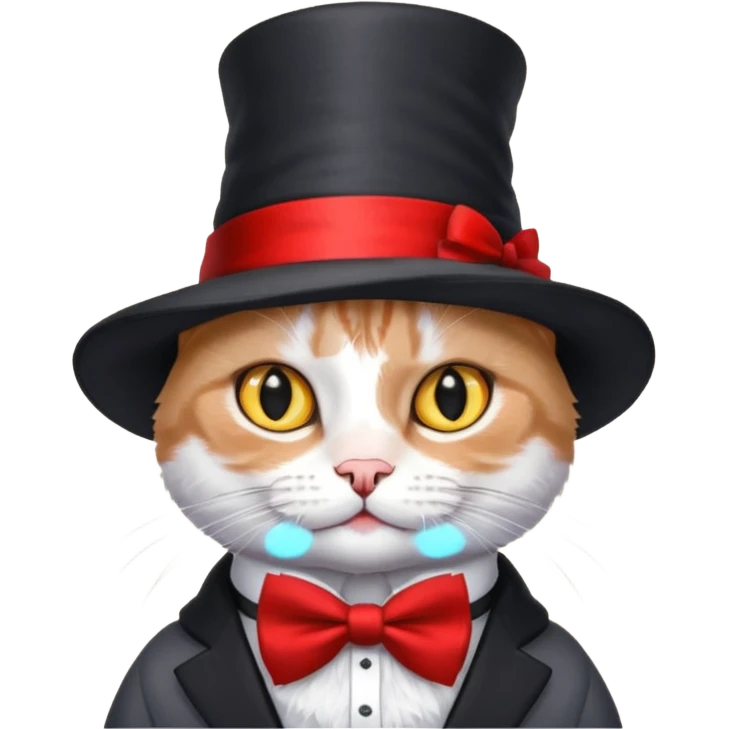Chat avec un nœud rouge et un chapeau de magicien emoji