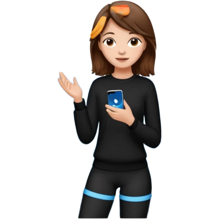 블랙 블루, 노래 좋아하고, 창의적이고 바다 좋아해 , 여자아이 갈색머리 emoji