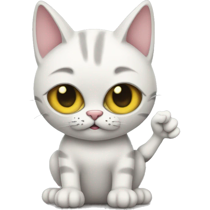 A cyclops cat giving peace sign  emoji