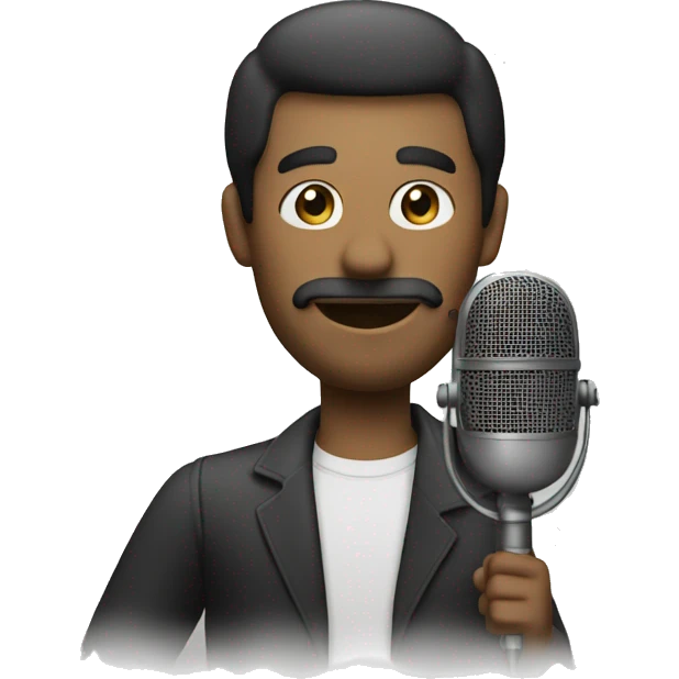 man dubbing behind a microphone  emoji