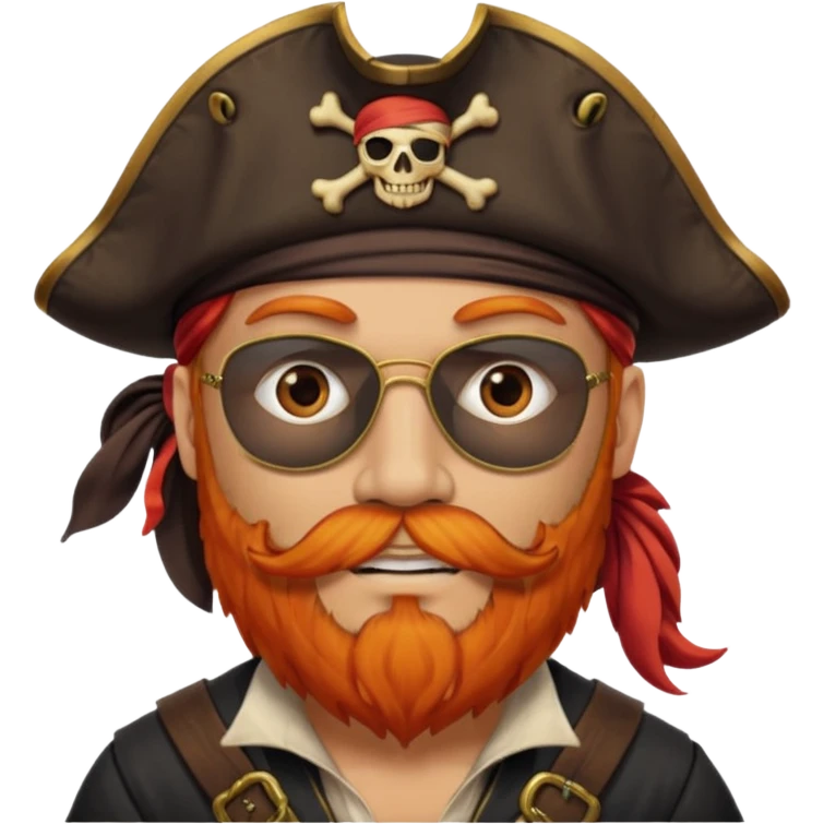Pirata con un parche en el ojo y con barba anaranjado emoji