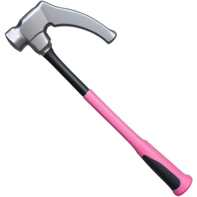 A hammer with black handle and every thing else pink looking like a sillicone  emoji