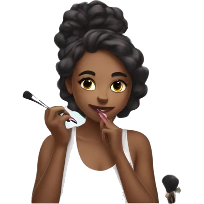 girl at her vanity doing makeup emoji