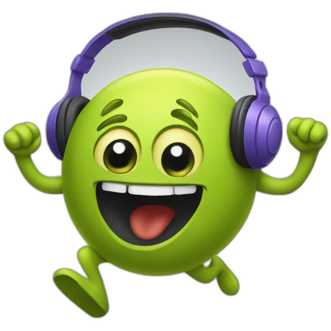 jumping monster with headphones emoji