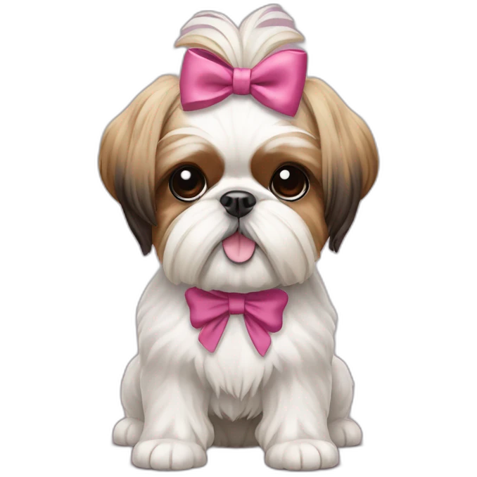 Dog Shih Tzu with a bow on his head full-body emoji