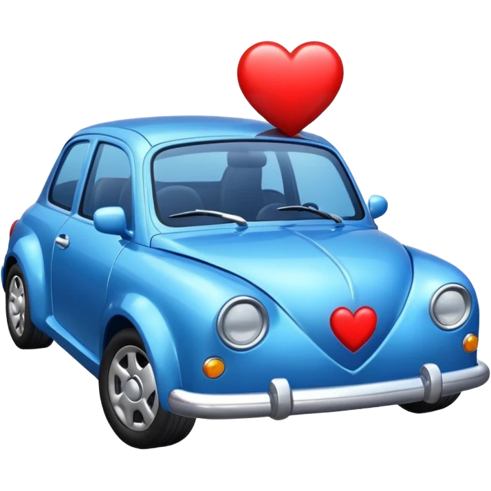 Blue car with heart emoji