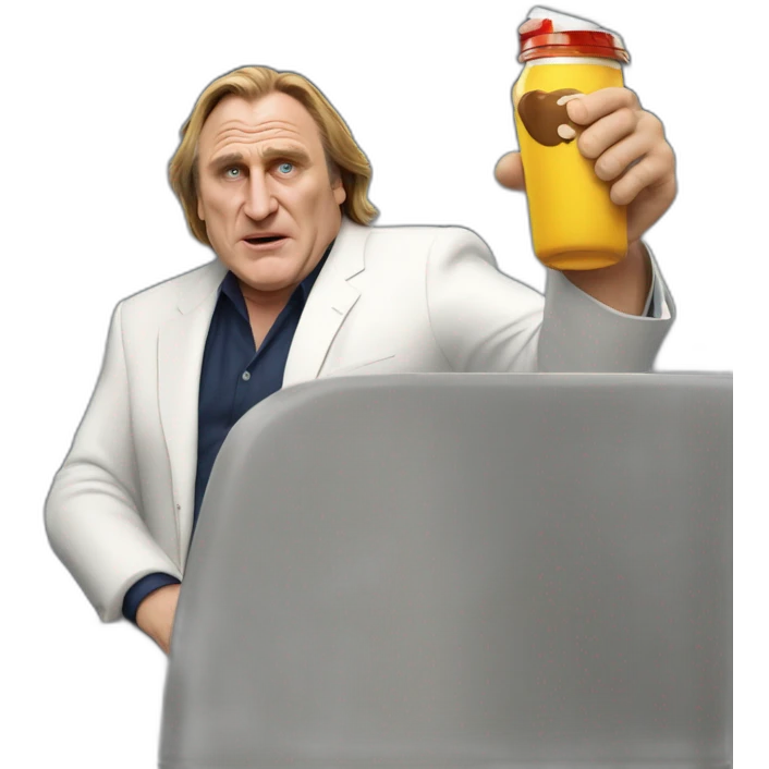 Gérard Depardieu en train de boire emoji