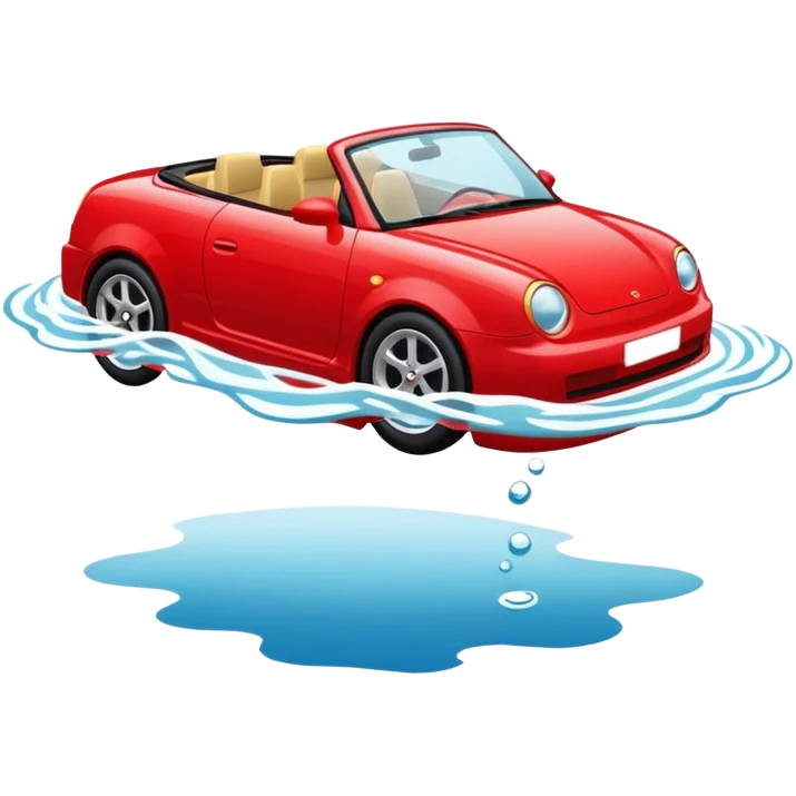 red cabrio car is swimming emoji