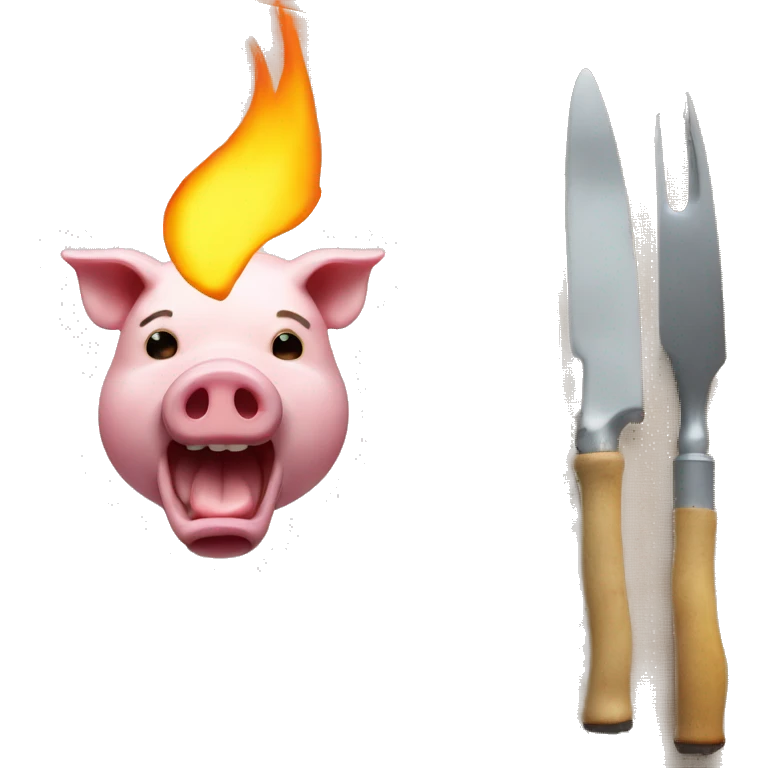 pig's head on a plate and a blowtorch emoji
