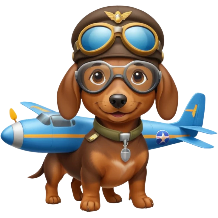 Dachshund flying an airplane emoji