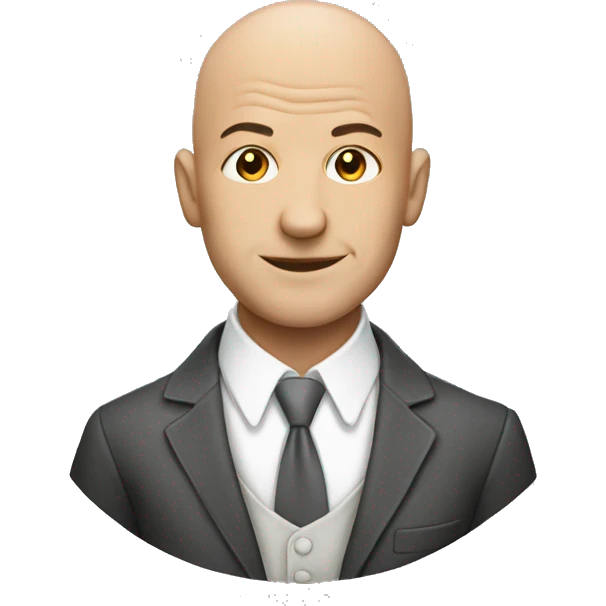 A bald person with riped clothss emoji