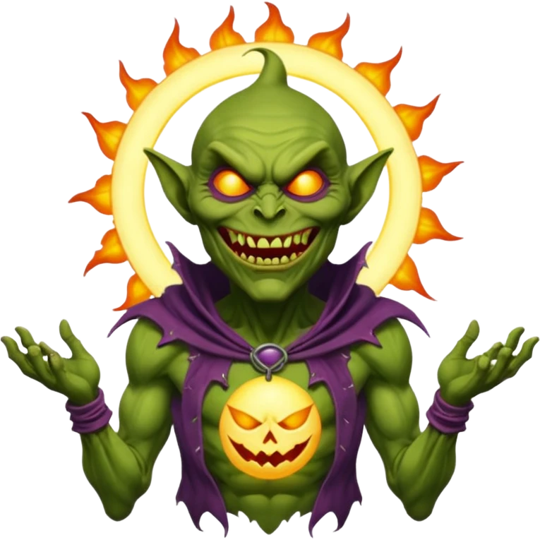 green goblin worshipping the sun emoji