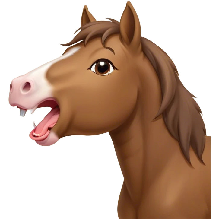 Cinematic Cute Yawning Brown Welsh Pony Portrait Emoji, Head tilted slightly with a dramatic, wide-open yawn, showcasing a sturdy, brown-colored form with softly drooping ears and sleepy, half-closed eyes, Simplified yet irresistibly adorable features, highly detailed, glowing with a soft, cozy earthy glow, high shine, relaxed yet expressive, stylized with a dash of rustic charm, soft glowing outline, capturing the essence of a drowsy yet affectionate brown Welsh pony that appears ready to stretch and yawn its way off the screen! emoji