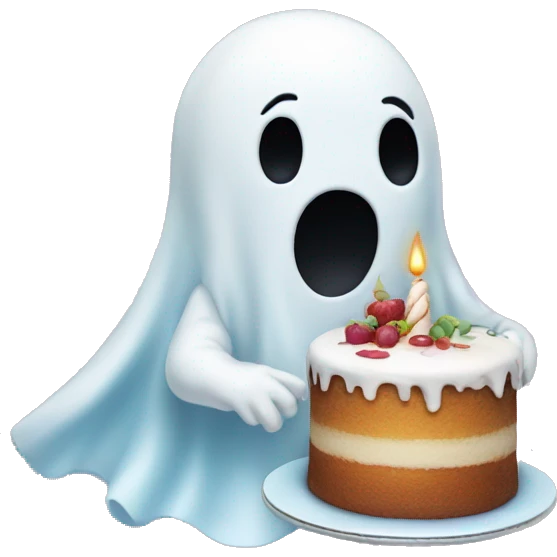 ghost with cake emoji