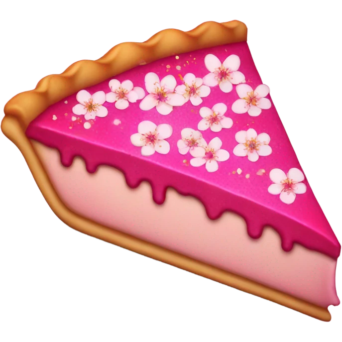 Hot pink pie with cherry blossoms and glitter  emoji