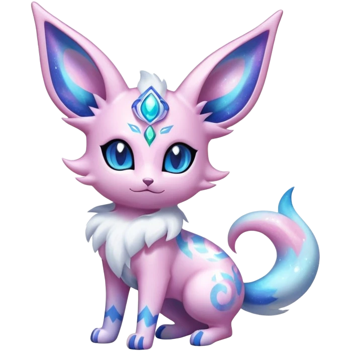 Shiny Exotic Cute Nebulae Ethereal Espeon-Sylveon-Meowstic-Hybrid-Creature with pattern-markings emoji