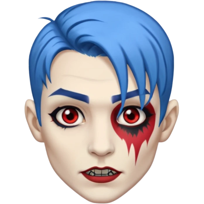 wampire with blue hair and face tattoed emoji