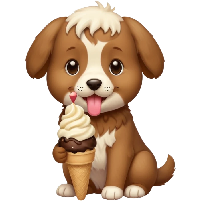 Puppy eating ice cream emoji