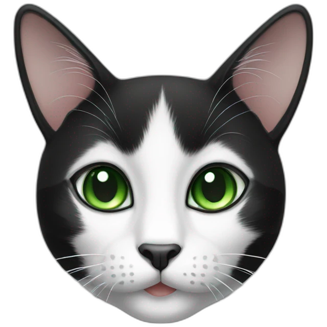 black and white cat and green eyes emoji