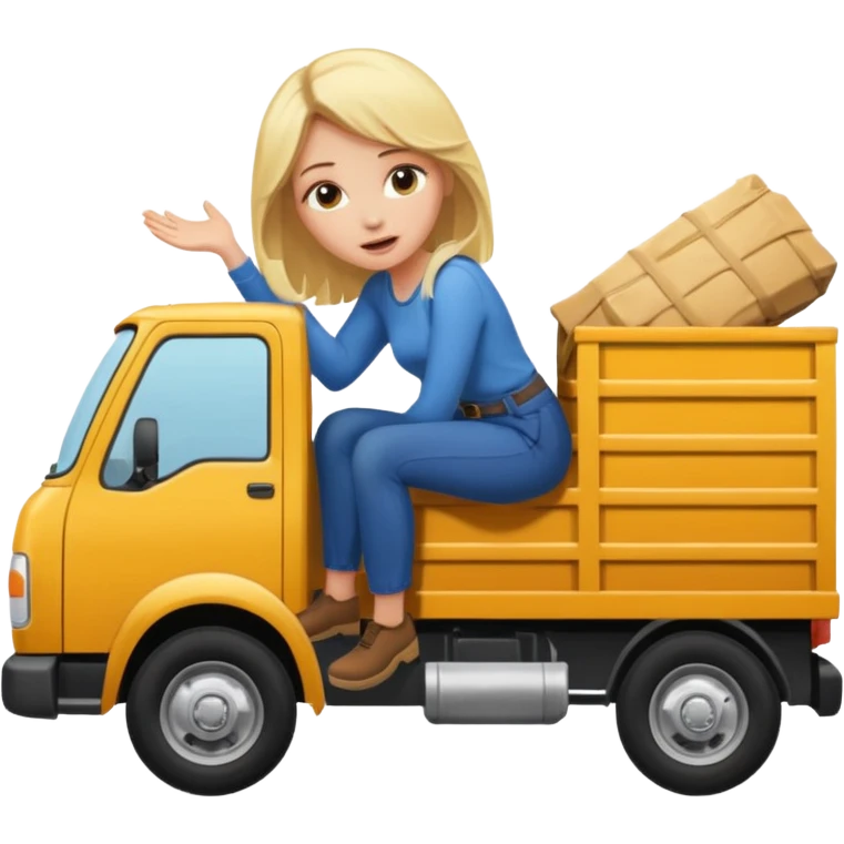 blonde girl falling out of a truck emoji
