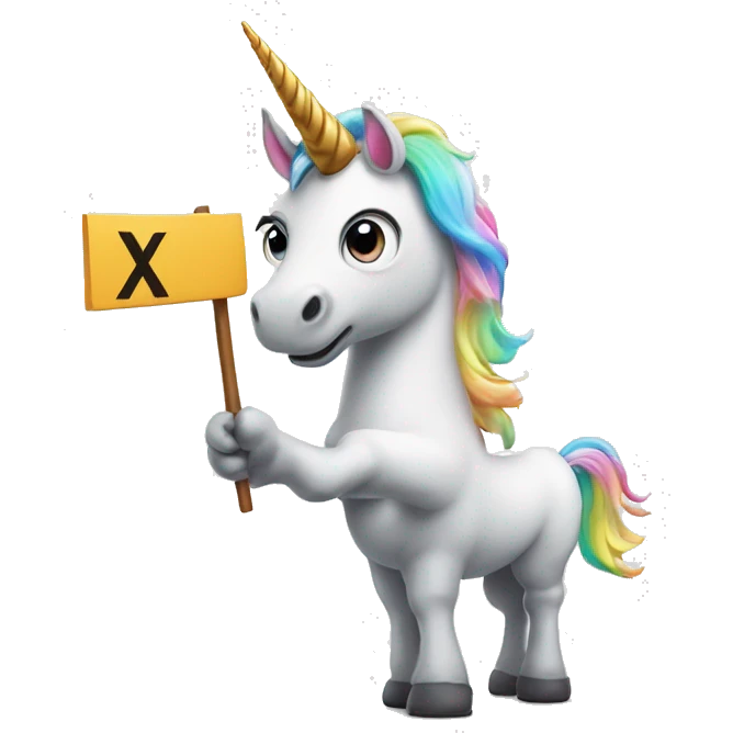 A unicorn holding a sign that says "innovation x5" emoji