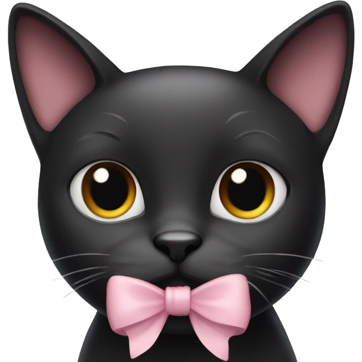 Black cat with a soft pink bow  emoji