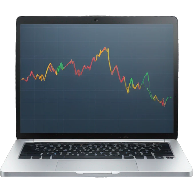 laptop with stock chart on market website emoji