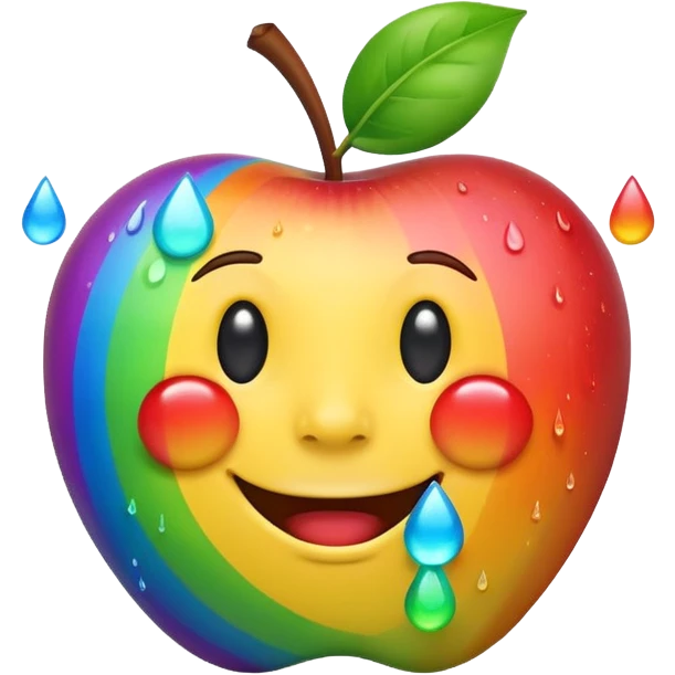 Laughing rainbow tears emoji, apple style, with a big smile and tears in rainbow colors emoji