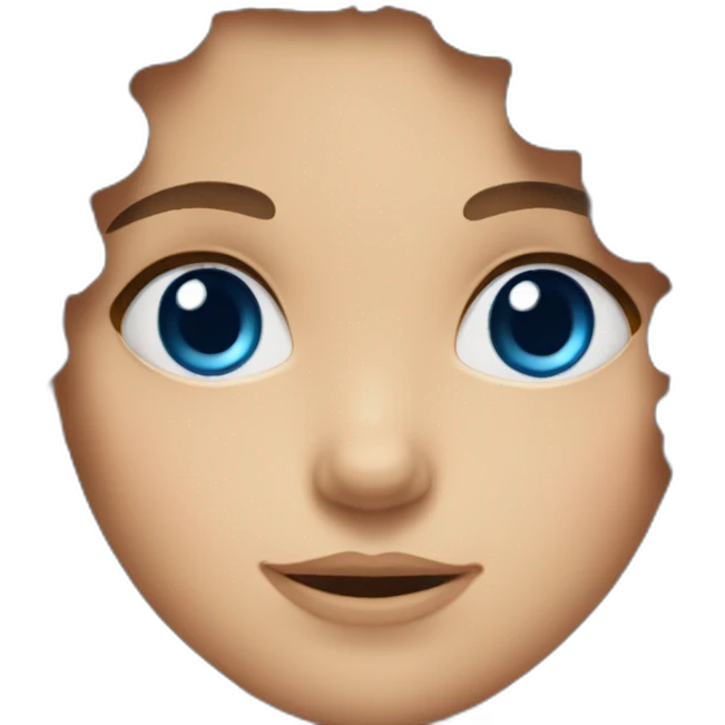 Girl with brown curly hair and blue eyes also having a heptagons shaped face emoji