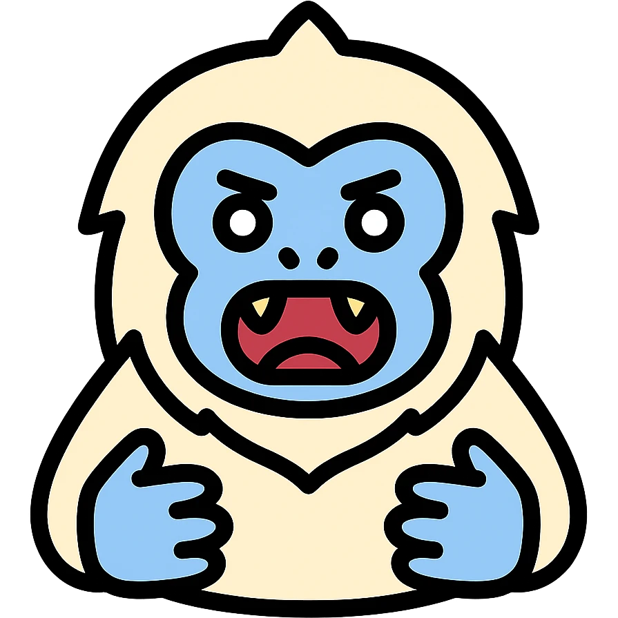 abominable snowman, clear and expressive, suitable for YouTube emoji, color outline icon style emoji