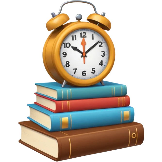stack of books with a clock story time emoji emoji