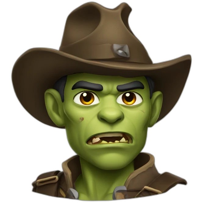 Fierce Orc ranger wearing fedora  emoji