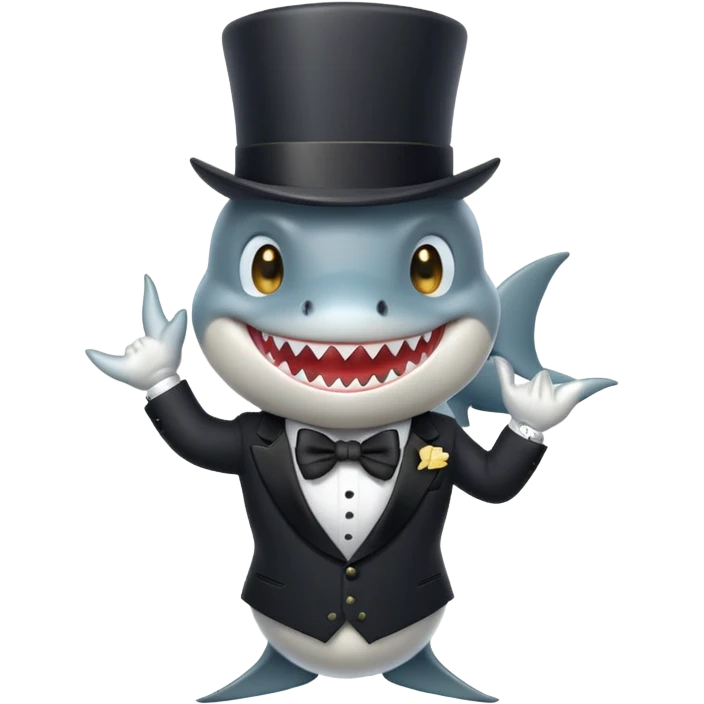 Shark with a top hat emoji