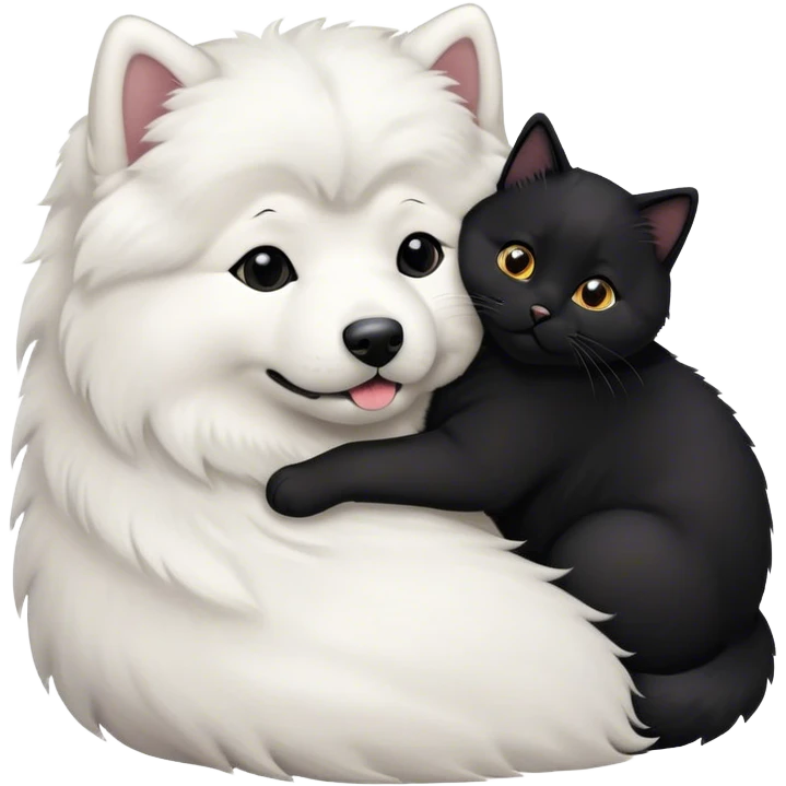 samoyed hug black british cat emoji