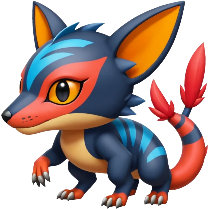  exotic colorful tropical cyber-Sleuth-Litten-Linoone-Noibat-Fakémon-Pokémon-Vernid-creature emoji