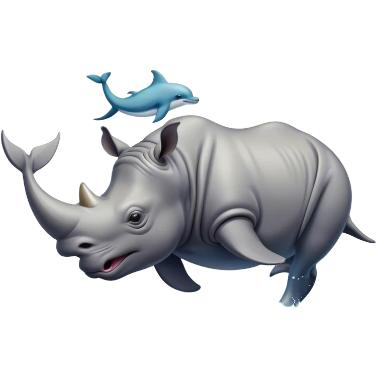 rhino fighting a dolphin emoji